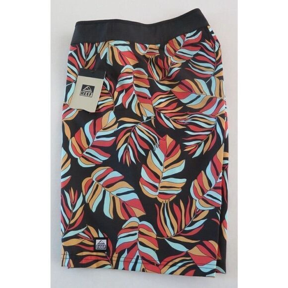 Reef Men's Sz 30 Multicolor Leaf Print Swim Trunks - Picture 3 of 7